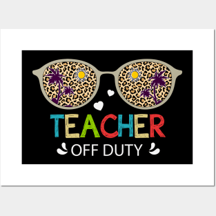 Teacher off Duty Cool Retro Leopard Print Sunglasses Beach Mode Summer Vacation Gift Posters and Art